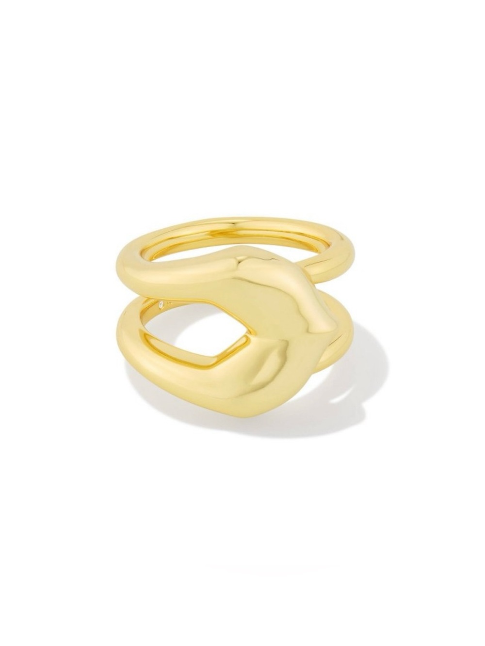 Kendra Scott Henley Metal Double Band Statement Ring Yellow Gold 14K - Size 7